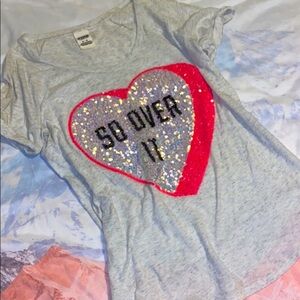 VS PINK • So Over It Sequin Candy Heart Tee